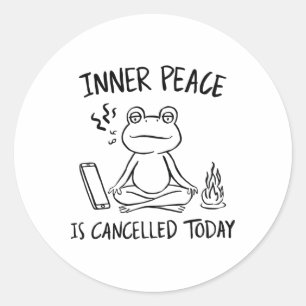 Lustiger Frosch Meditation Yoga Meme Naive Kunst I Runder Aufkleber