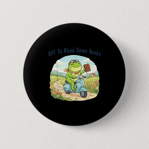 Lustiger Frosch-Meme macht sich auf, um Bücherlieb Button