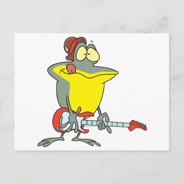 lustiger Frosch mit E-Gitarre Postkarte (Vorderseite)