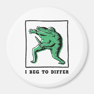 Lustiger Frosch mit Messer – "Ich bitte zu widersp Magnet