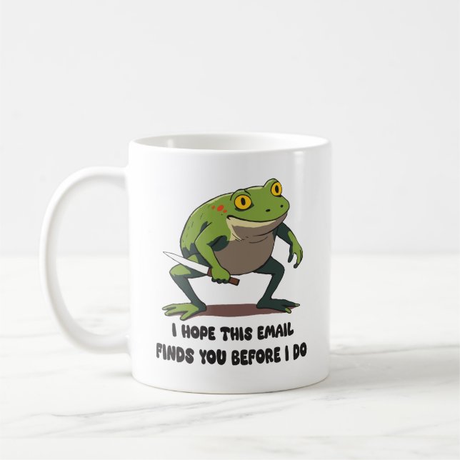 Lustiger Frosch Mit Messer Meme Zitat Kaffeetasse (Links)