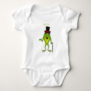 Lustiger Frosch mit Oberlippe Cartoon Baby Strampler