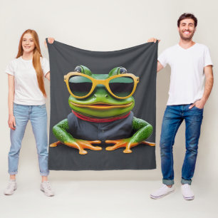 Lustiger Frosch mit Sonnenbrille Fleecedecke