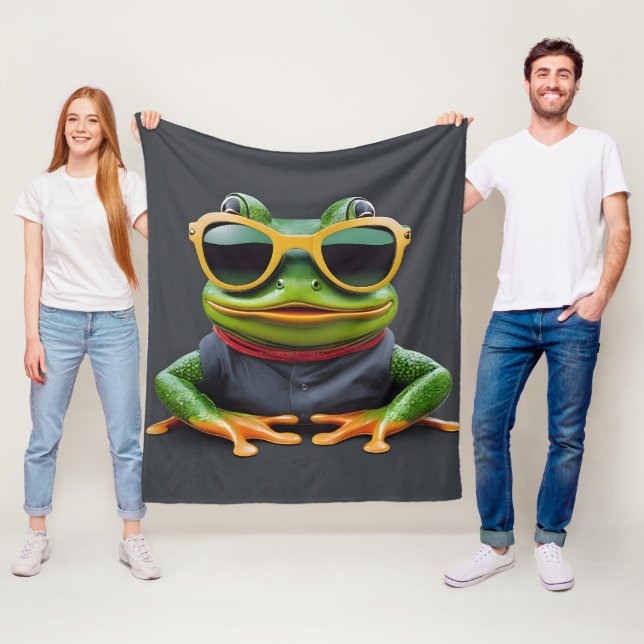 Lustiger Frosch mit Sonnenbrille Fleecedecke (Beispiel)