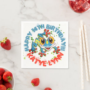 Lustiger Frosch Personalisierte Party Farbige Farb Serviette