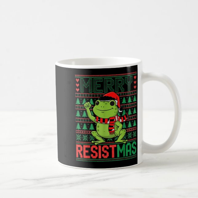 Lustiger Frosch Retro Fröhliche Resistmas Litical  Kaffeetasse (Rechts)