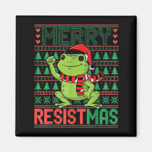 Lustiger Frosch Retro Fröhliches Resistmas Litisch Magnet