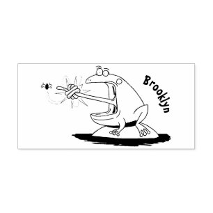 Lustiger Frosch und Fliegen Cartoon Gummistempel