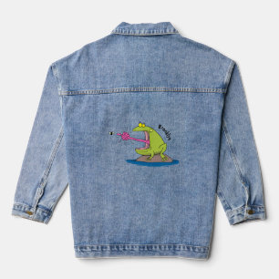 Lustiger Frosch und Fliegen Cartoon Jeansjacke