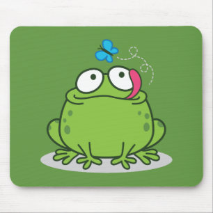 Lustiger Frosch- und Schmetterlingsentwurf Mousepad