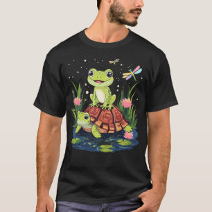 Lustiger Frosch und Wasserschildkröte Libelle T-Shirt