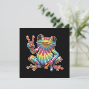 Lustiger Froschliebhaber Tie-Dye Frosch Friedensze Einladung