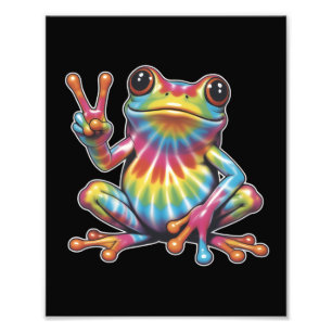 Lustiger Froschliebhaber Tie-Dye Frosch Friedensze Fotodruck