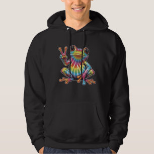 Lustiger Froschliebhaber Tie-Dye Frosch Friedensze Hoodie