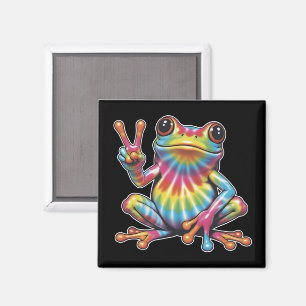 Lustiger Froschliebhaber Tie-Dye Frosch Friedensze Magnet
