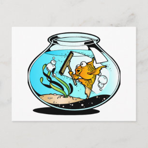 Lustiger Frühjahrsputz-Fisch Postkarte