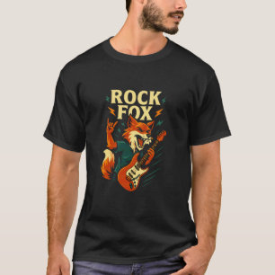 Lustiger Fuchs Gitarre Rock Musik Retro Konzert T-Shirt