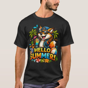 Lustiger Fuchs Hallo Sommer Cartoon-Design T-Shirt