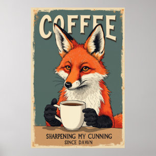 Lustiger Fuchs Kaffee Kunst Poster