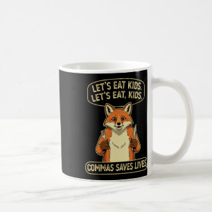 Lustiger Fuchs Lasst uns Kinder essen Kommas rette Kaffeetasse