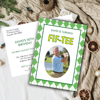 Lustiger Fünf-zehn Golf 50. Geburtstag Einladungspostkarte