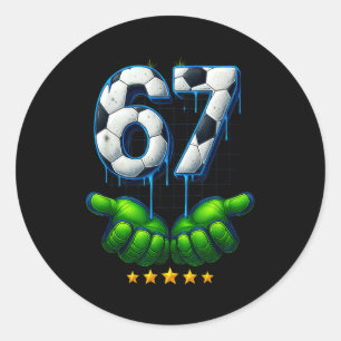 Lustiger Fußball 67 Six Seven Lustiges Gen Alpha M Runder Aufkleber