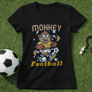 Lustiger Fußball-Affe Spieler Cartoon T-Shirt