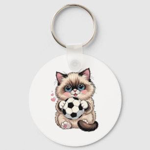 Lustiger Fußball Birman Einfach Mädchen Das Katzen Schlüsselanhänger