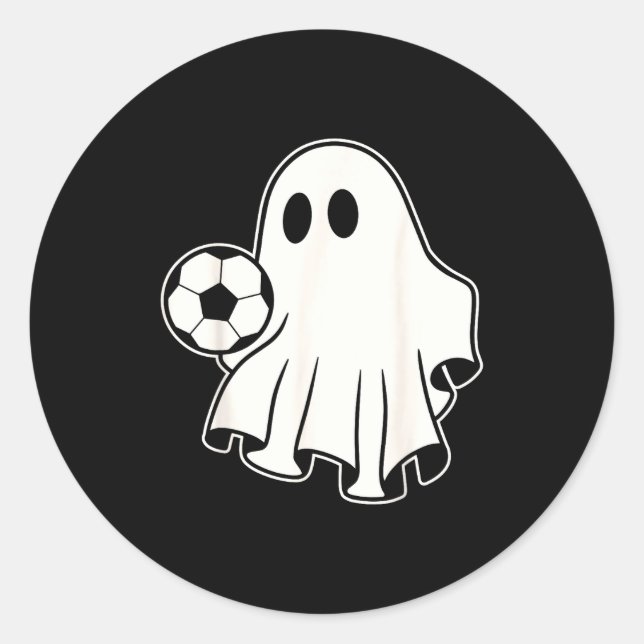 Lustiger Fußball-Geist, der Fußballfans zu Hallowe Runder Aufkleber (Vorderseite)