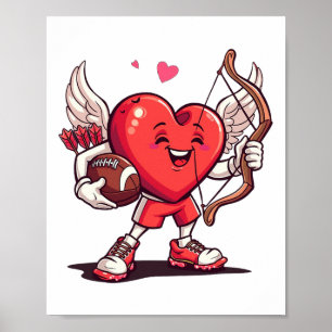 Lustiger Fußball Valentinstag Jungen Mädchen Cupid Poster