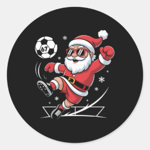 Lustiger Fußball-Weihnachtsmann 67 Meme Weihnachte Runder Aufkleber