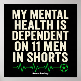 Lustiger Fußballfan Mental Health Herzschlag Grafi Poster