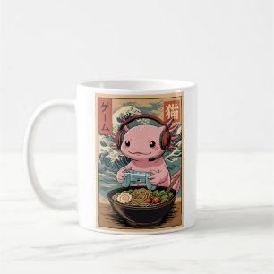 Lustiger Gamer Axolotl isst Ramen auf japanische A Kaffeetasse