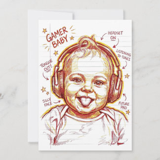 Lustiger Gamer-Baby-Gaming-Kunst Einladung