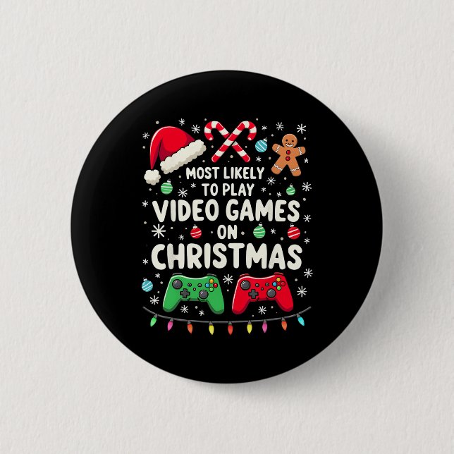 Lustiger Gamer, der am wahrscheinlichsten Videospi Button (Vorderseite)
