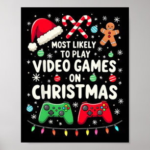 Lustiger Gamer, der am wahrscheinlichsten Videospi Poster