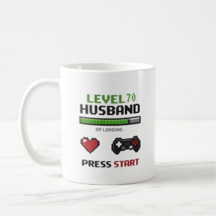 Lustiger Gamer-Ehemann-Becher Pixel-Art Retro-Desi Kaffeetasse