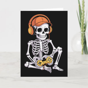 Lustiger Gamer Halloween-Skelett Videospiele Gamin Karte