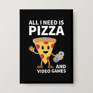 Lustiger Gamer Pizza Gaming Videospiel Enthusiast Button