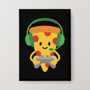 Lustiger Gamer Pizza Gaming Videospiel Enthusiast Button