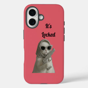 Lustiger Gangster-Katzen-Sonnenbrille Rosa Handyhü iPhone 16 Hülle