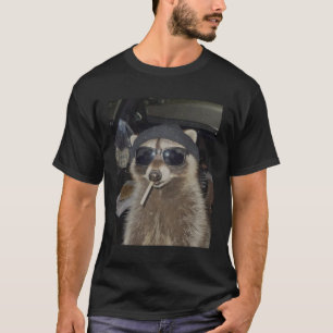 Lustiger Gangster-Waschbär raucht Zigarette zertrü T-Shirt
