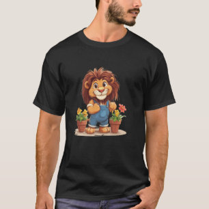Lustiger Gärtner-Löwenkostüm für Gartenarbeit und T-Shirt