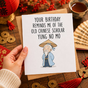 Lustiger Geburtstag Alter chinesischer Gelehrter Y Feiertagskarte