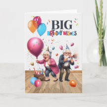 Lustiger Geburtstag alter Mann und Frau mit Luftba