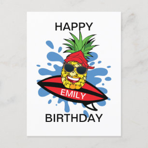 Lustiger Geburtstag Surfen Ananas Postkarte