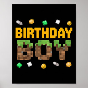 Lustiger Geburtstagsjunge Videospiel Pixel-Nummer  Poster