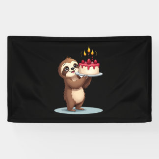 Lustiger Geburtstagskuchen mit Faultier-Kostüm für Banner