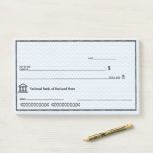 Lustiger gefälschter Blankoscheck Personalisieren Post-it Klebezettel