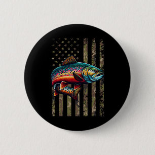 Lustiger gefleckter Bachforellen-Amerikanischer-Fl Button